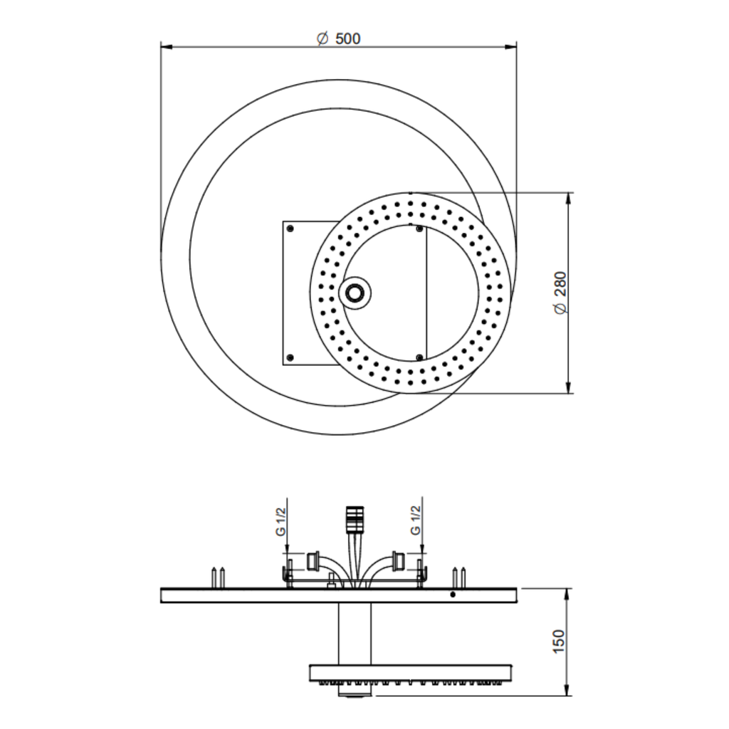 Soffione a soffitto anticalcare led