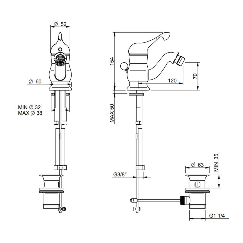 Miscelatore monocomando bidet