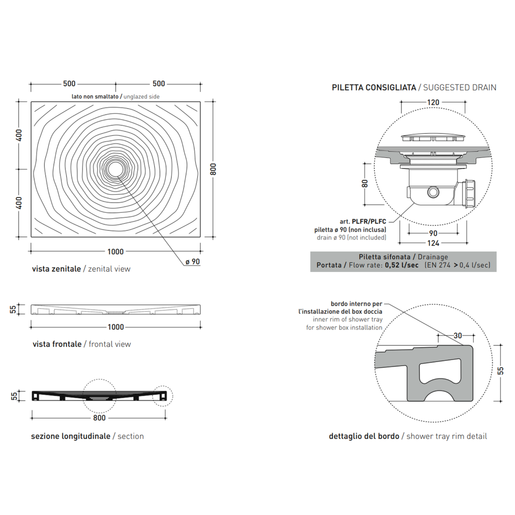 Piatto Doccia Water Drop 80x100 - Ceramica Flaminia DR8010