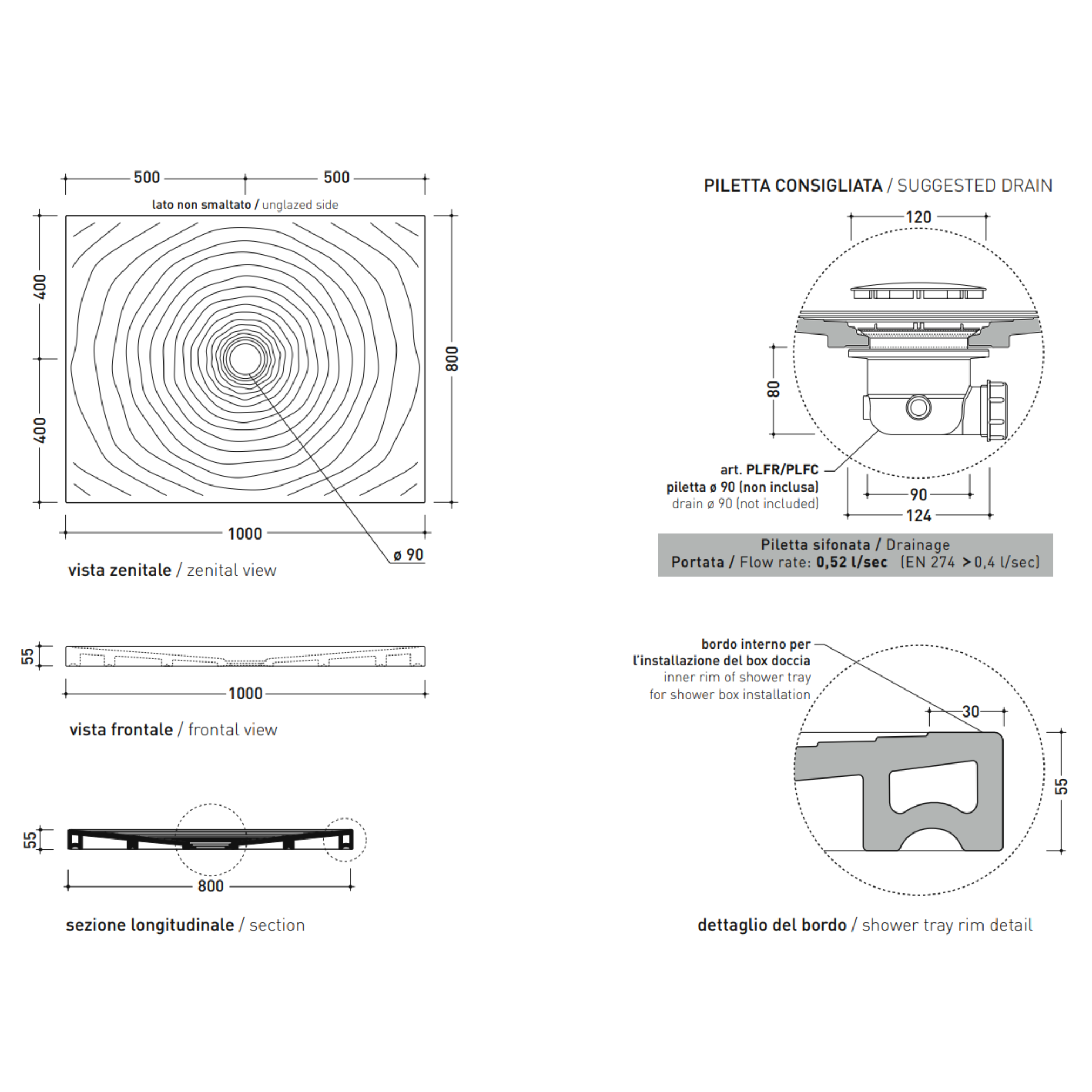 Piatto Doccia Water Drop 80x100 - Ceramica Flaminia DR8010