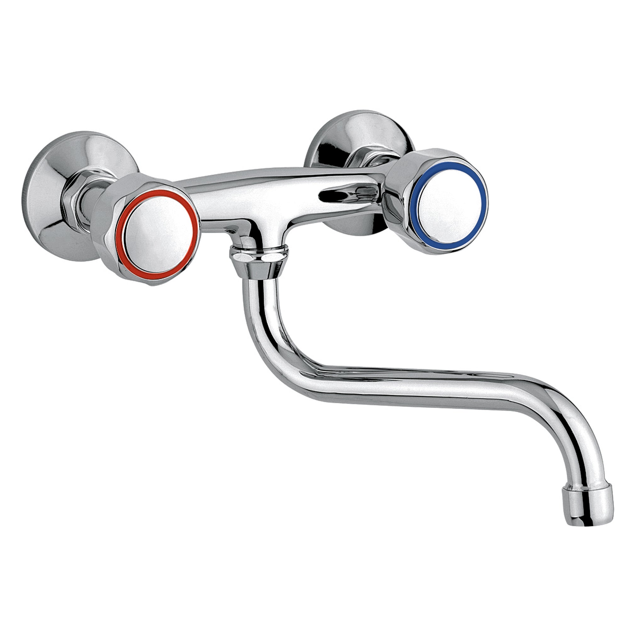 Gruppo lavello a parete con bocca a “s” girevole cromo (Cod. 15005) - Emmevi Sole