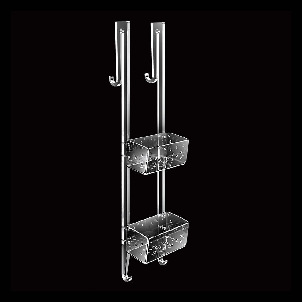 Colonna Portaoggetti 2 Piani in Plexiglass per Cristallo Doccia con Ganci - Art. 2132