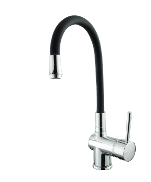 Miscelatore lavello monoforo con canna in silicone nero pieghevole flessibile cromo (Cod. ID0614) - Italmix