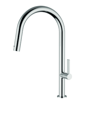 Miscelatore monocomando lavello monoforo con doccetta estraibile pull-down a due funzioni cromo (Cod. OL3027) - Italmix