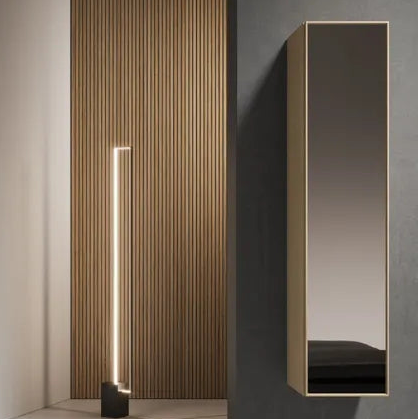 Colonna 1 Anta Rovere Gold Naturale e Specchio Brunito (Cod. CL050) - Mobiltesino