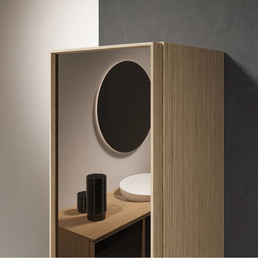 Colonna 1 Anta Rovere Gold Naturale e Specchio Brunito (Cod. CL050) - Mobiltesino