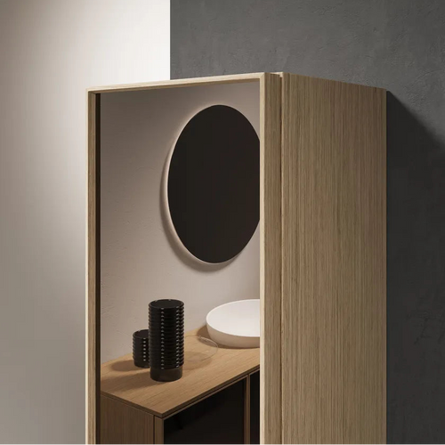 Colonna 1 Anta Rovere Gold Naturale e Specchio Brunito (Cod. CL050) - Mobiltesino